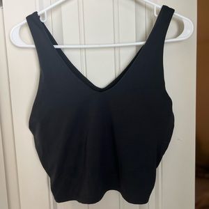 Women's Light Support V-Neck Cropped Sports Bra. All in Motion. -Black